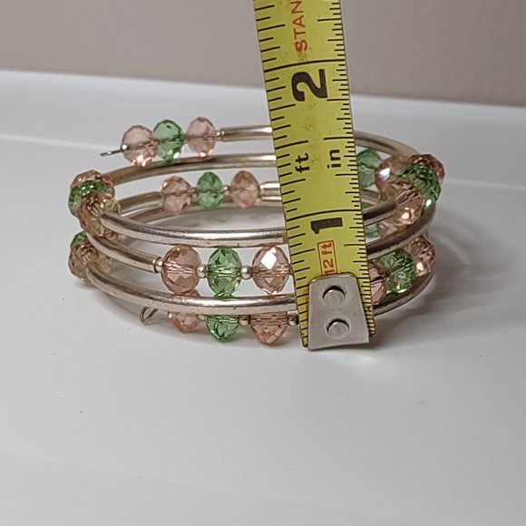 Metal And Glass Bead Expanding Wrap Around Bracelet - Picture 10 of 10